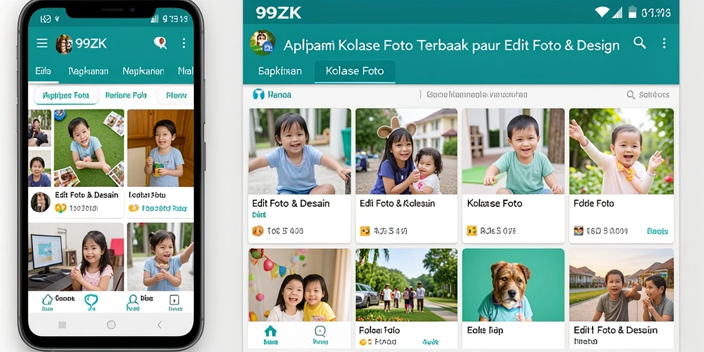 Antarmuka 99ZK menunjukkan berbagai fitur Kolase Foto yang menarik.
