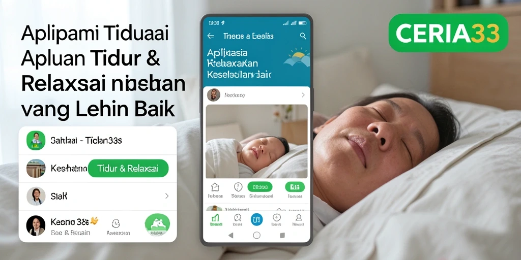Screenshot utama CERIA33 menunjukkan antarmuka aplikasi Tidur & Relaksasi yang menenangkan.