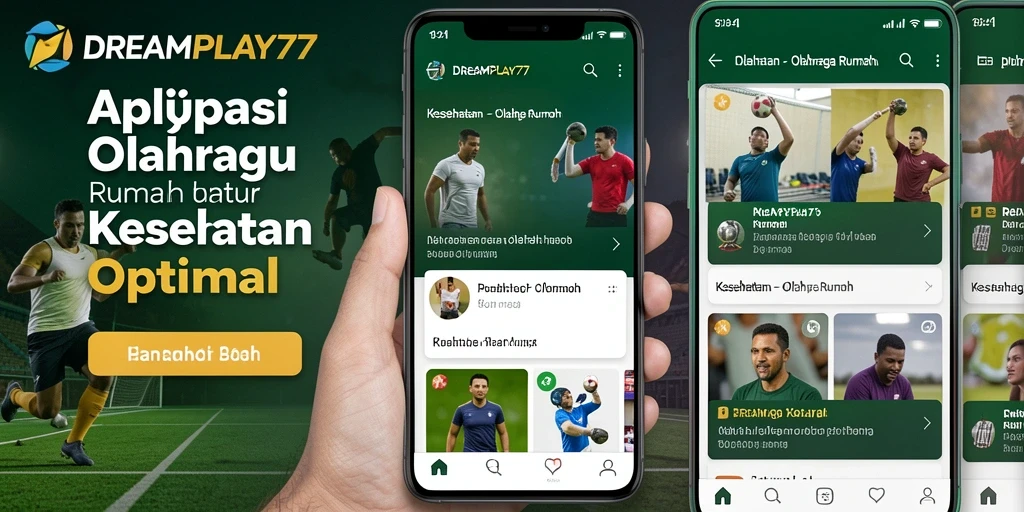 Tampilan antarmuka aplikasi DREAMPLAY77 untuk olahraga rumah yang intuitif dan menarik.