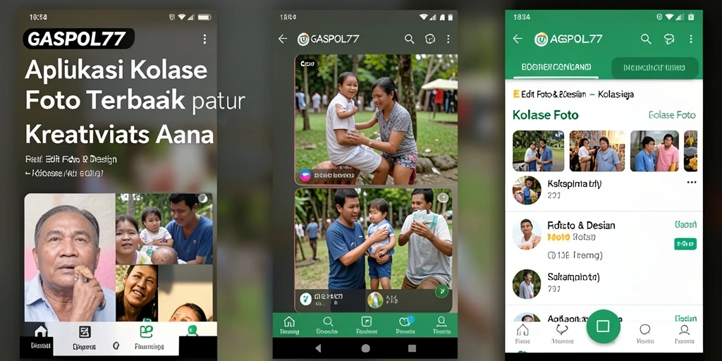 Antarmuka GASPOL77 yang intuitif untuk membuat kolase foto.