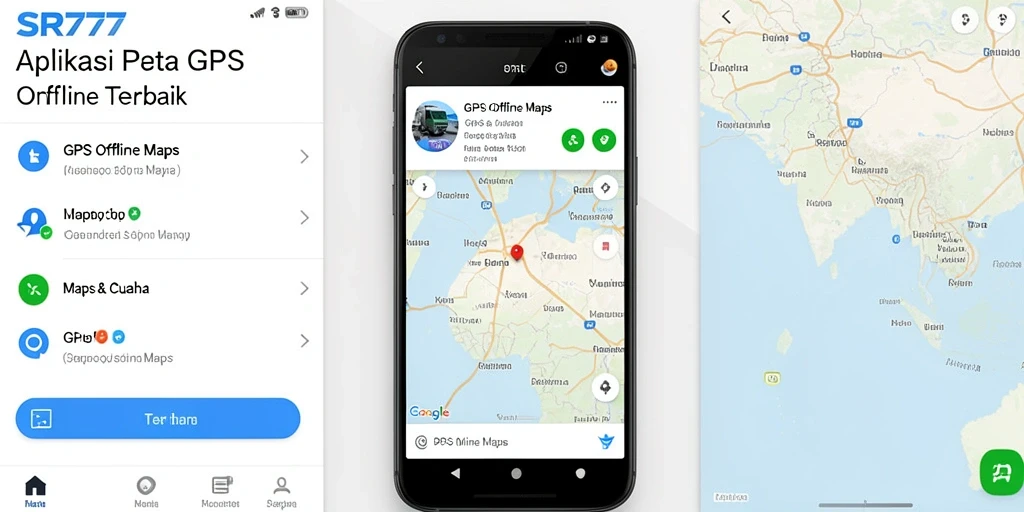 Antarmuka aplikasi SR777 dengan navigasi GPS Offline yang mudah.
